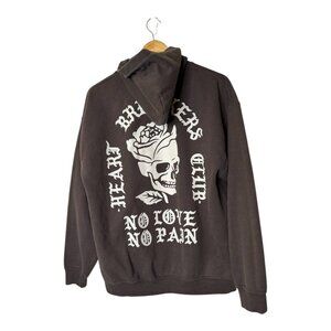 Heartbreakers Club "No Love No Pain" Unisex Hoodie Brown Size XL Graphic Skull